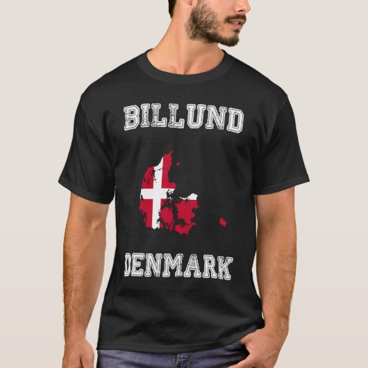 T-shirt Billund Denmark Vintage Denmark Flag Map (Devant)