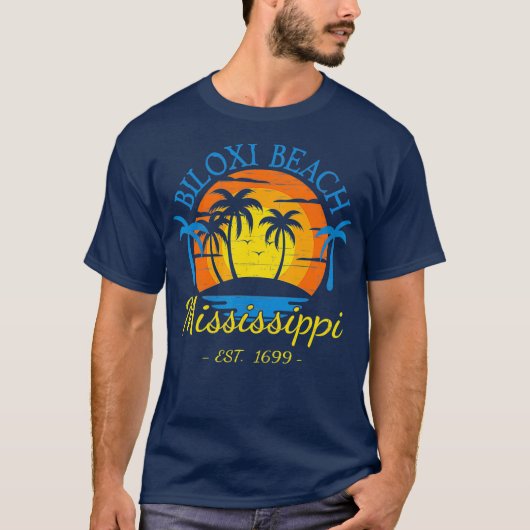 T-shirt Biloxi Beach Mississippi Beach Sunset Palm (Devant)