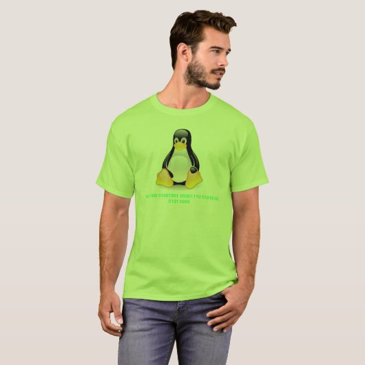 T-shirt Binaire de Linux Tux (Devant entier)