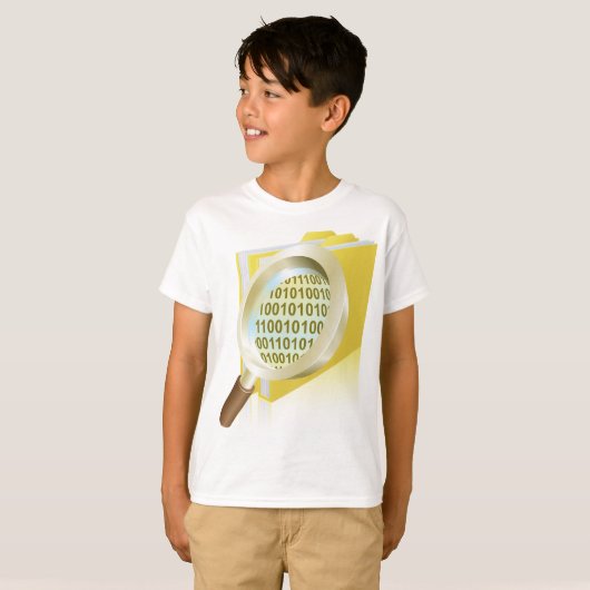 T-shirt Binary Data Magnification de verre Recherche de fi (Devant entier)