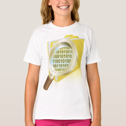 T-shirt Binary Data Magnification de verre Recherche de fi (Devant)