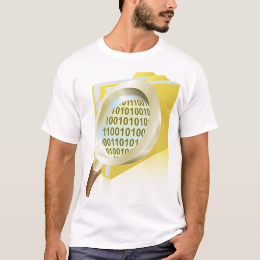 T-shirt Binary Data Magnification de verre Recherche de fi (Devant)