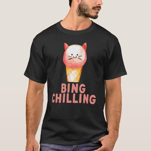 T-shirt Bing Chilling Crème de glace Mème de chat Kitty Ci (Devant)