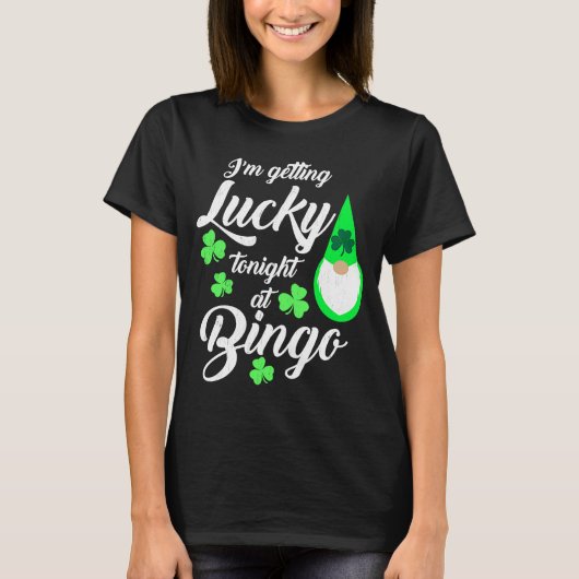 T-shirt Bingo St Patrick's Day Gnome Obtenir de la chance (Devant)