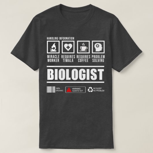 T-shirt Biologiste Manutention de l'information Conception (Design devant)