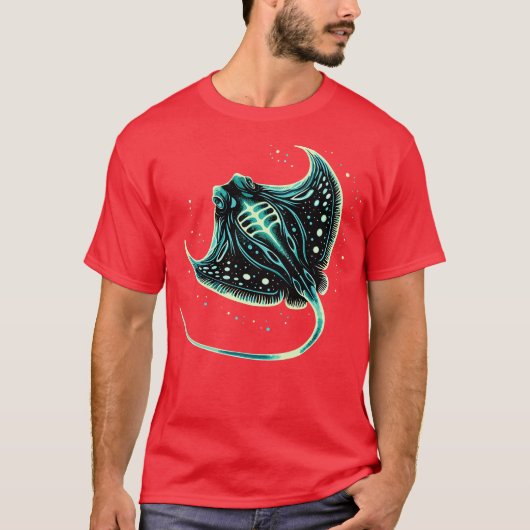 T-shirt Bioluminescent Stingray oeuvre d'art Aquatic Ocean (Devant)
