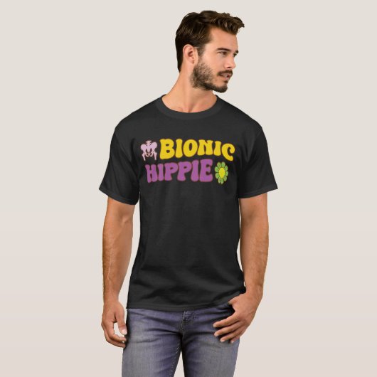 T-shirt Bionic Hippie Hip Remplacement Joke Chirurgie conj (Devant entier)