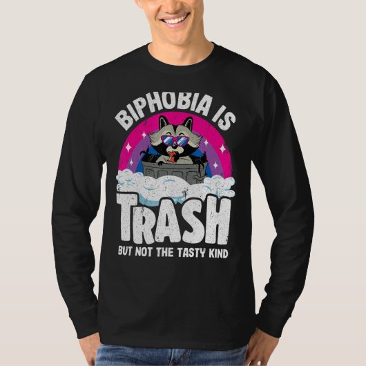T-shirt Biphobia Est Trash Raccoon Bisexual Fierté Drapeau (Devant)