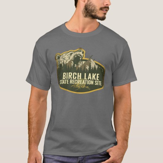 T-shirt Birch Lake State Recreation Site Alaska Retro Badg (Devant)