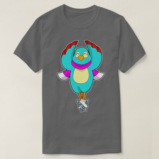 T-shirt Bird at Ice skating with Ice skates (Design devant)
