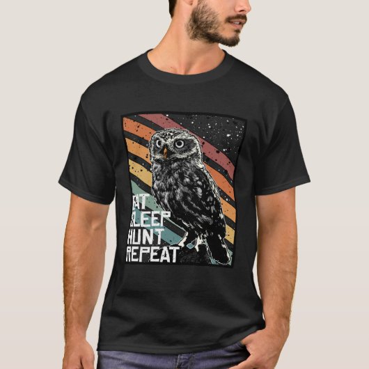 T-shirt Bird Of Prey Raptor Eat Sleep Hunt Repeat Burrowin (Devant)