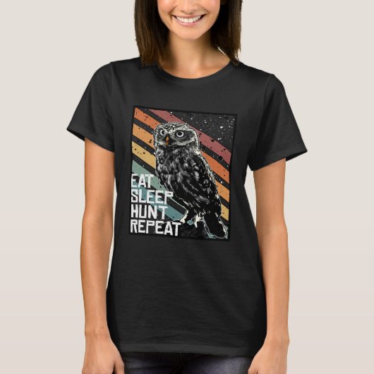 T-shirt Bird Of Prey Raptor Eat Sleep Hunt Repeat Burrowin (Devant)