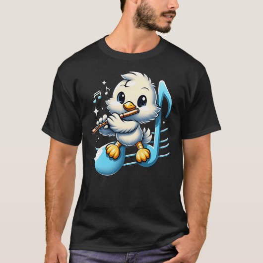 T-shirt Bird Playing Flute Musical Bird Design Lover Outfi (Devant)
