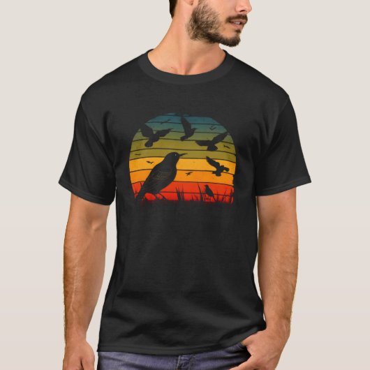 T-shirt Bird Watching Vintage Sunset Retro Graphic (Devant)