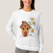T-shirt Birdhouse Et Fleurs Femmes Manches Longues (Devant)
