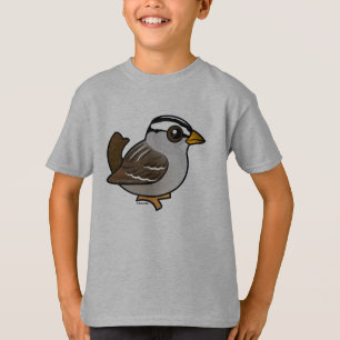 T-shirt Birdorable Blanc-a couronné le moineau