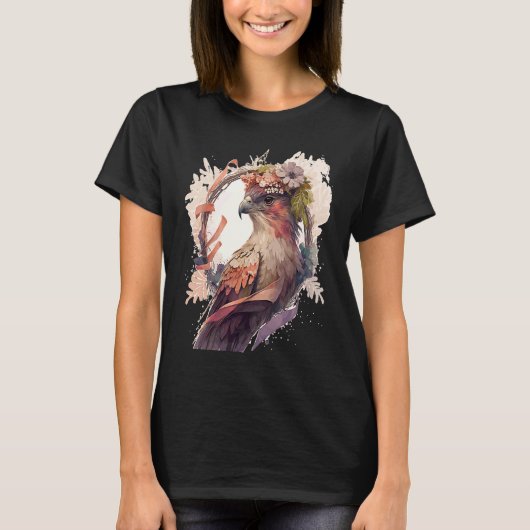 T-shirt Birds Of Prey Kite Bird Flower Crown Floral (Devant)