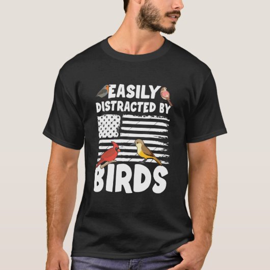 T-shirt Birdwatcher Easily distracted by Birds Crazy Birde (Devant)