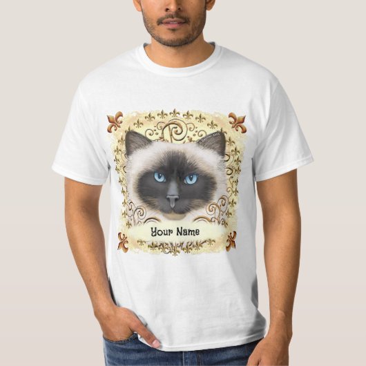 T-shirt Birman Cat Fleur De Lis  (Devant)