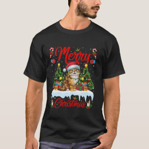 T-shirt Birman Chat Noël Arbre Lumière Santa Chapeau Birma