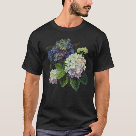 T-shirt Birth Month Hydrangea Flowers (Devant)