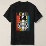 T-shirt Birthday 14th Level Unlocked 14 Gaming Vintage<br><div class="desc">Birthday 14th Level Unlocked 14 Gaming Vintage</div>