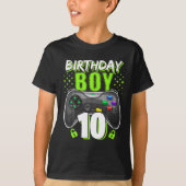 T-shirt Birthday Boy 10 Video Game Controller Gamer 10th (Devant)