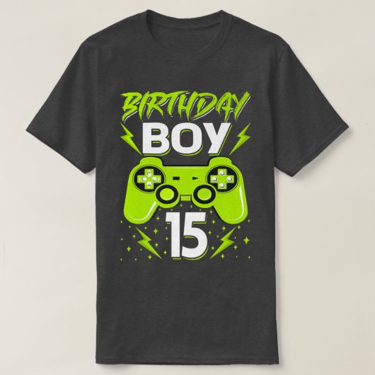 T-shirt Birthday Boy 15 Video Game Controller Gamer 15th B (Design devant)