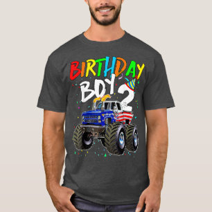 T-shirt Birthday Boy 2 Year Old Monster ruck Flag 2nd Birt