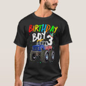 T-shirt Birthday Boy 3 Year Old Monster Truck Flag 3rd Bir (Devant)