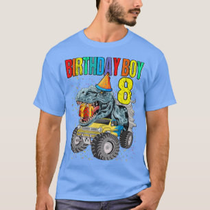 T-shirt Birthday Boy 8 Monster Truck Dinosaur 8e anniversa