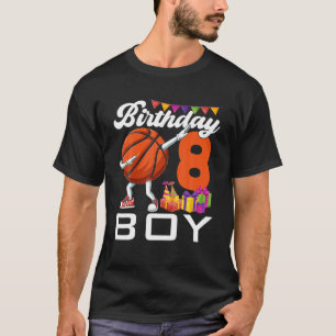 T-shirt Birthday Boy 8 Years Dabbing Basketball Ball 8