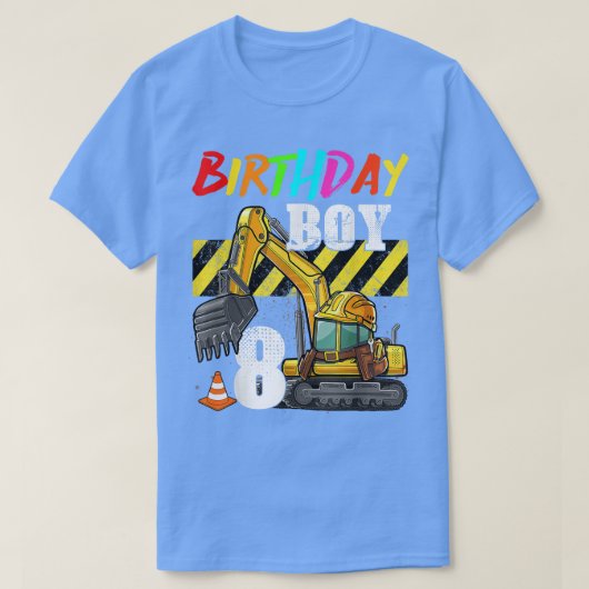 T-shirt Birthday Boy 8th Excavator 8 years old Constructit (Design devant)