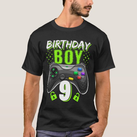 T-shirt Birthday Boy 9 Video Game Controller Gamer 9th Bir (Devant)