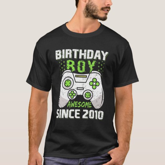 T-shirt Birthday Boy Awesome Since 2010 Video Game Lover C (Devant)