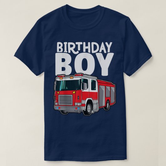 T-shirt Birthday Boy Fire Truck Firefighter Birthday Crew (Design devant)
