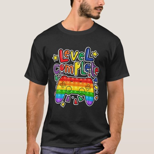 T-shirt Birthday Boy Girl Level Complete Pop It Fidget Gam (Devant)