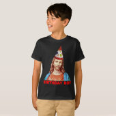 T-shirt Birthday Boy Jesus Funny Christmas Party Hat Long  (Devant entier)