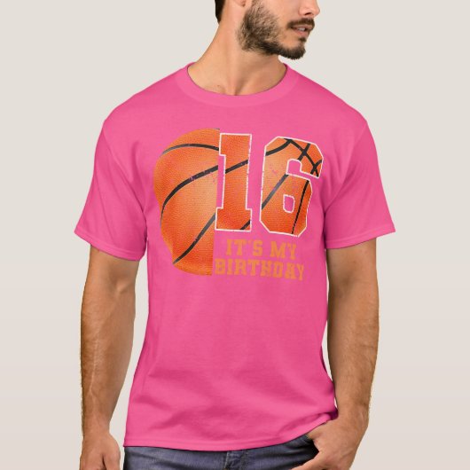 T-shirt Birthday Boy Tee 16 Basketball C'Est Mon 16E Anniv (Devant)