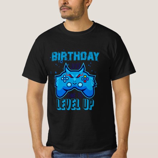 T-shirt Birthday Boy Time to Level Up Vidéo Jeu impression (Devant)