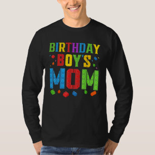 T-shirt Birthday Boy's Mom Blocks Master Builder Brick Bui