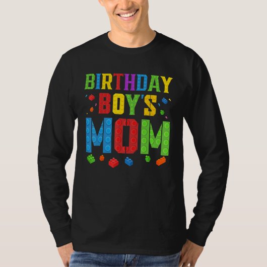 T-shirt Birthday Boy's Mom Blocks Master Builder Brick Bui (Devant)