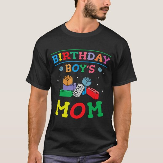 T-shirt Birthday Boy's Mom Building Blocks 2 (Devant)