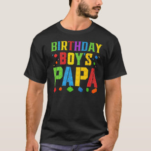 T-shirt Birthday Boy's Papa Blocks Master Builder Brick Bu