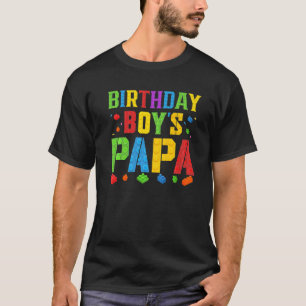 T-shirt Birthday Boy's Papa Blocks Master Builder Brick Bu