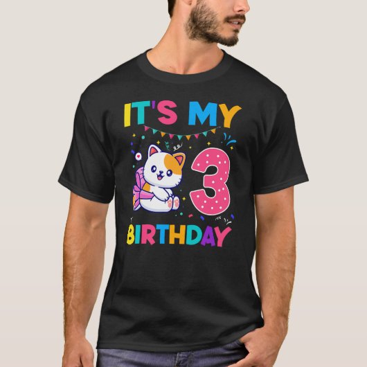 T-shirt Birthday cat 3 years old Kitten kitty 3rd Birthday (Devant)