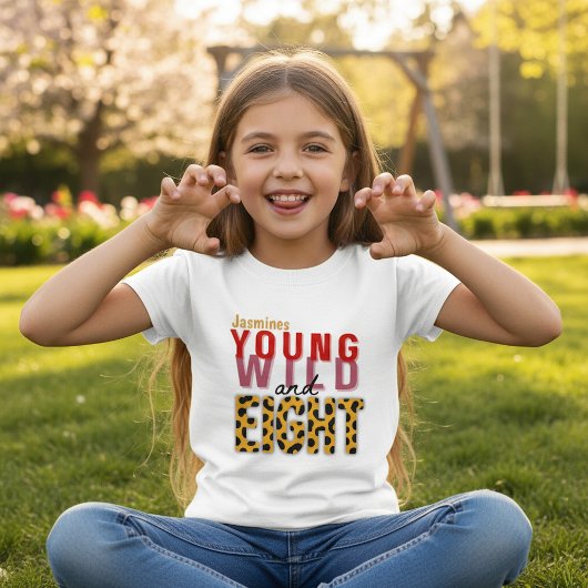 T-shirt Birthday Girl Eight Leopard Print Text Design