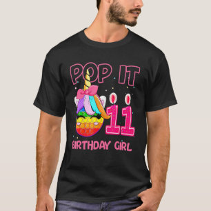 T-shirt Birthday Girl Pop It 11th Birthday Unicorn Fidget
