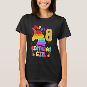 T-shirt Birthday Girl Pop It 8th Birthday Unicorn Fidget G