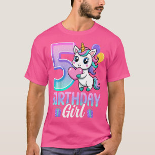 T-shirt Birthday Girl Unicorn 5 Ans 5E Anniversaire Par